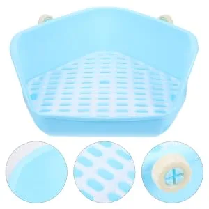 COLLBATH Box Rabbit Toilet Rabbit Bed Hedgehog Litter Tray Bunny Stuff Potty Train Rabbit Tub Tray Plastic 33X29.5X14CM Blue - product information 5