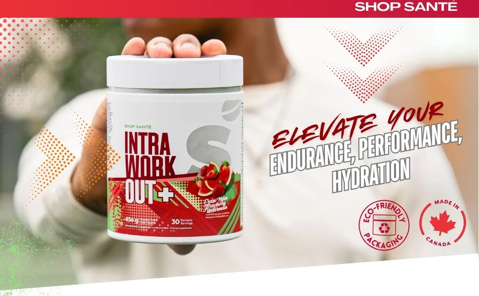 Shop Sante Intra Workout Plus - EAA + BCAA Powder - 30 Servings Essential Amino Acids Drink Supplements for Hydration Endurance & Muscle Recovery - 8g EAAs Electrolytes - Strawberry-Watermelon - Intra WorkOut