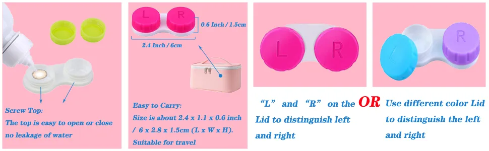KISEER 12 Pack Colourful Contact Lens Case Box Holder Container Soak Storage Kit - 142-3