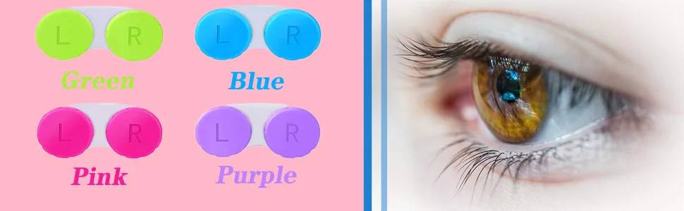 KISEER 12 Pack Colourful Contact Lens Case Box Holder Container Soak Storage Kit - 142-4