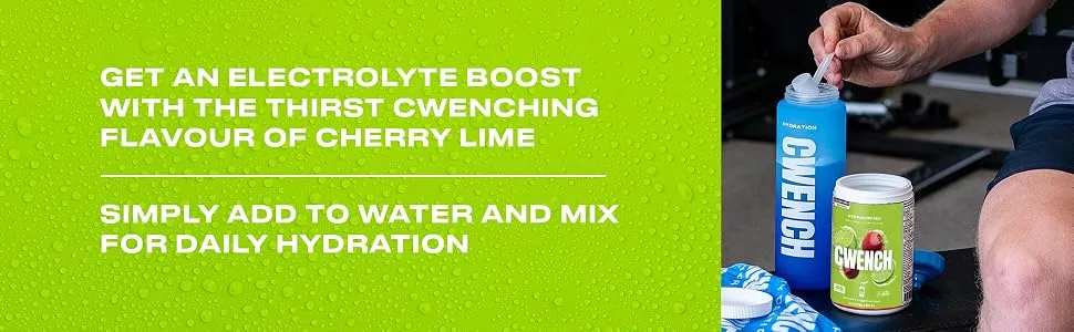 Cwench Electrolyte Hydration Mix Cherry Lime Zero Sugar Drink Mix 45 Servings 315g Cherry Lime 315g (Pack of 1) - Cherry Lime