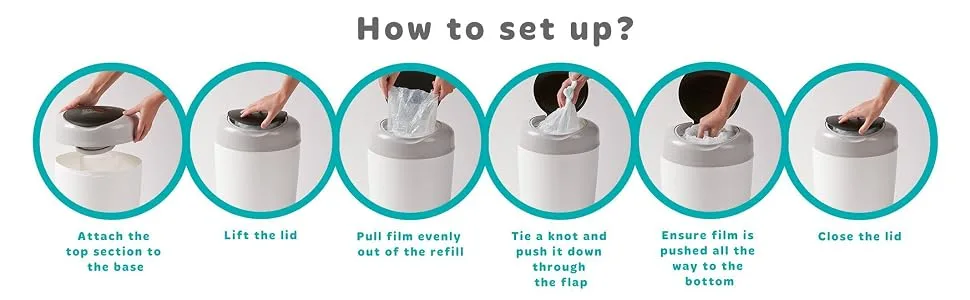 Tommee Tippee Simplee Diaper Pail Refill Cartridge Cassette  4 Pack, Upto 180 Diapers Per Pack 180 Count (Pack of 4) - product information 6