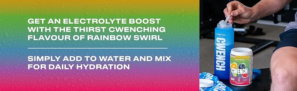 Cwench Electrolyte Hydration Rainbow Swirl Drink Mix 45 Servings 315g Rainbow Swirl 315g (Pack of 1) - Rainbow Swirl