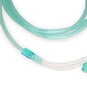Healva 10 Pack High-Flow Soft Nasal Oxygen Cannula, Standard Connector 6.6 Feet, Green Tubing - Adjustable tightness