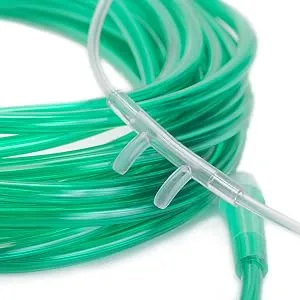 Healva 10 Pack High-Flow Soft Nasal Oxygen Cannula, Standard Connector 6.6 Feet, Green Tubing - High-end quality medical materials