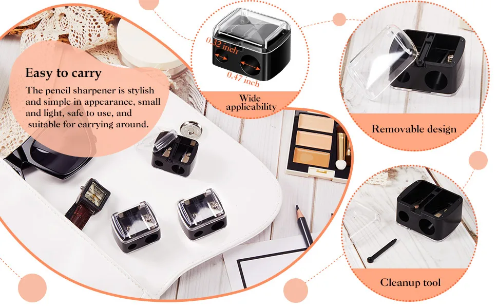 5 Pack Cosmetic Pencil Sharpener Dual Sharpener Eye Makeup Pencil Sharpener (Black) - product information 2