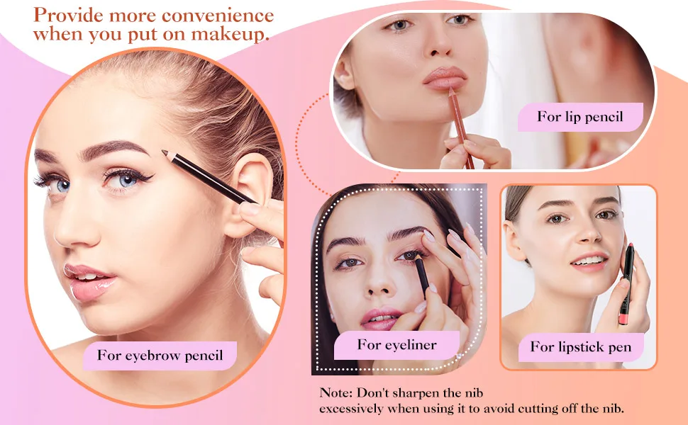 5 Pack Cosmetic Pencil Sharpener Dual Sharpener Eye Makeup Pencil Sharpener (Black) - product information 3