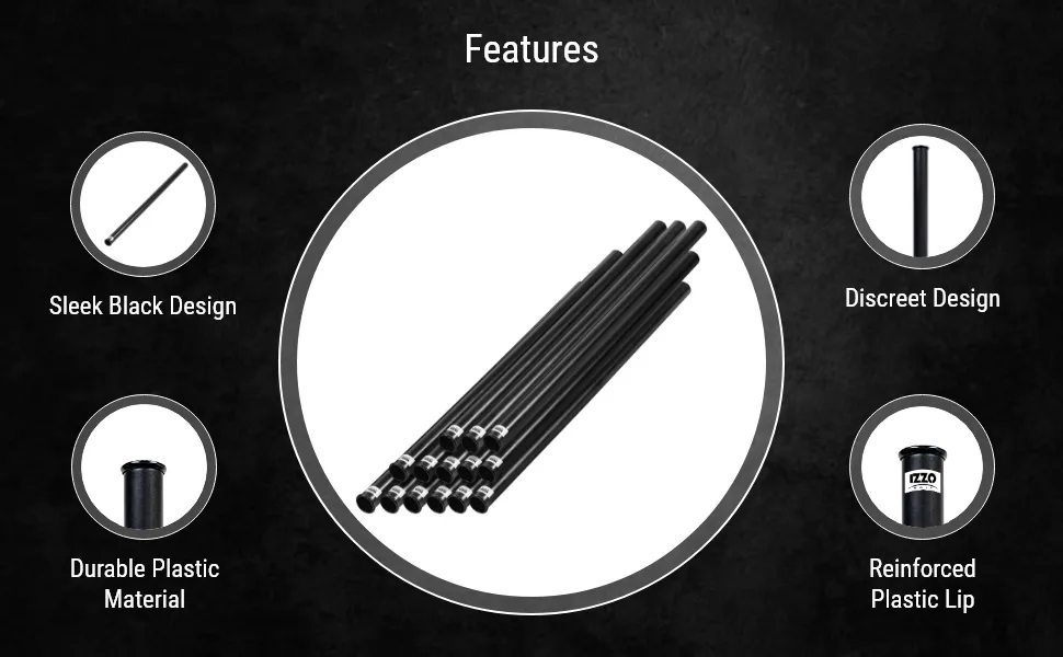 Izzo Golf Black Plastic Golf Club Tube for Your Golf Bag 1.5'' - 14 Pack - features