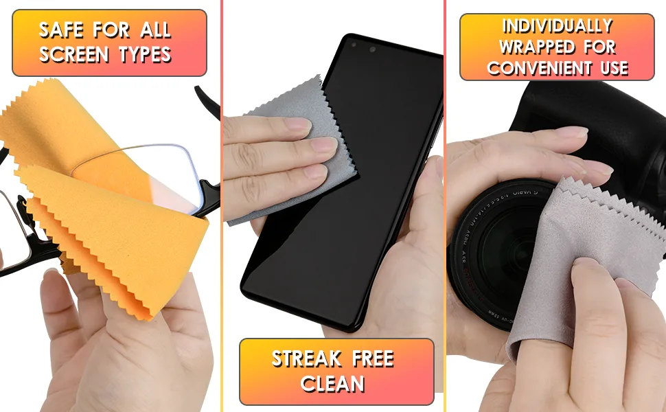 Vonper 12 Pack Microfiber Cleaning Cloths Multicolor Glasses Cleaning Cloth for Eyeglasses, Camera Lens, Cell Phones, Laptops, LCD TV Screens and More - cleaning cloth