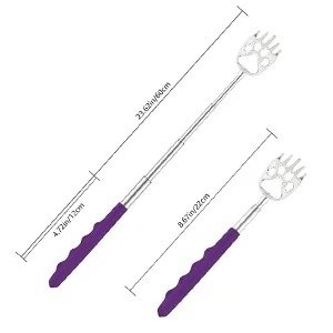 6 Pack Telescoping Back Scratcher - Bear Claw Back Scratchers - Portable Extendable Backscratcher with Rubber Handles in Black, Blue, Green, Purple, Red, Pink Color - product information 5