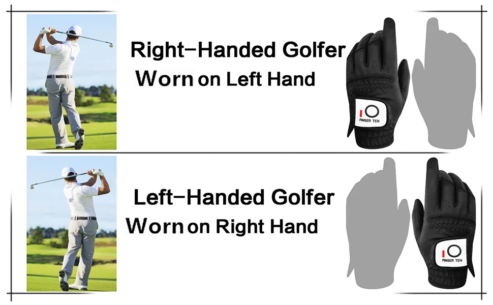 Golf Gloves Men Left Hand Rain Grip Value 3 Pack, All Weather Durable Grip Size Small Medium Large XL White Black Blue Red Brown White Large Left - product information 6