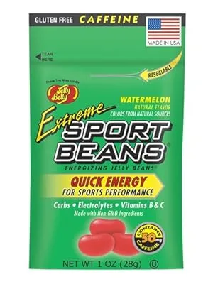 Jelly Belly Extreme Sport Beans, Caffeinated Jelly Beans, Watermelon Flavor, 24 Pack, 1-oz Each - extreme watermelon
