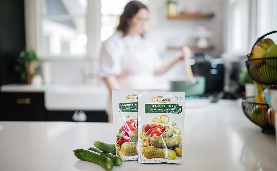 Mrs. Wages Kosher Dill Pickles Quick Process Mix 6.5 Ounce (VALUE PACK of 6) Kosher Dill 6.5 Ounce (Pack of 6) - Quick Process Pickles