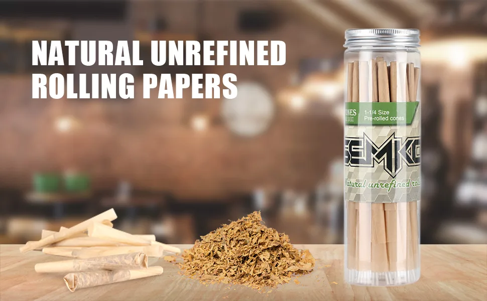 SEMKONT 1-1/4 Rolling Papers Pre Rolled Cones | 72 Pack | Natural Pre Rolled Rolling Paper with Tips | Easy to Use and Convenient 72 pcs - Paper Tube