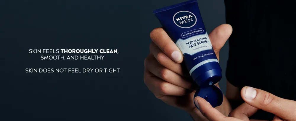 NIVEA MEN Maximum Hydration Deep Cleaning Face Scrub With Aloe Vera, 3 Pack of 4.4 Oz Tubes - mens face wash, face wash brush, cerave face wash, face, clean and clear face wash, aveeno face wash