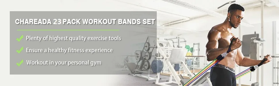23 Pack Resistance Bands Set Workout Bands, 5 Stackable Exercise Bands 5 Loop Resistance Bands 2 Core Sliders  Door Anchor Handles Ankle Straps Carry Bag Instant Cooling Towel Wrist Wraps - resistance bands