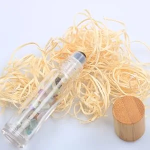 10ml Roll On Bottle With Gemstone Rollerball&Crystal Chips Inside,10 Packs Glass Roller Bottles Essential Oil Sample Bottles(Bamboo Lids) - product information 9