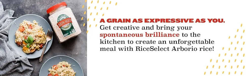 RiceSelect Arborio Rice, Risotto Rice, Gluten-Free, Non-GMO, 32 oz (Pack of 4 Jars) - A grain as expressive as you: get creative and bring your spontaneous brilliance to the kitchen