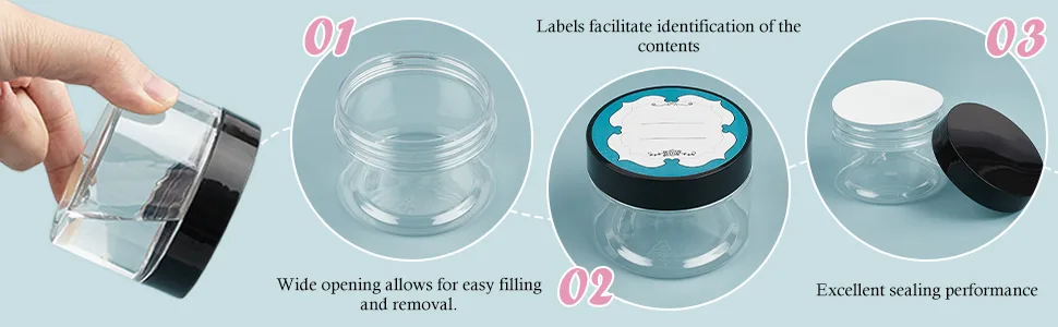 Qeirudu 4 oz Plastic Jars with Lids, 24 Pack Empty Clear Round Plastic Containers with Lids and Labels, Refillable Body Butter Containers for Cosmetic, Sugar Scrubs, Lotion, Creams - empty jars with lids