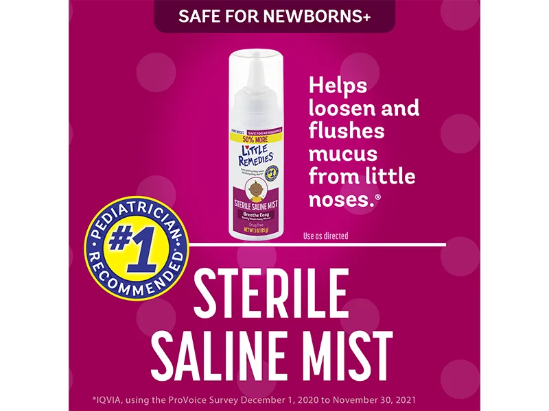 Little Remedies Saline Spray and Drops, Safe for Newborns, 0.5 fl oz, 3 Pack 0.5 Fl Oz (Pack of 3) - Sterile Saline Mist