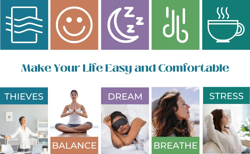 Essential Oils Blend Set, Organic Aromatherapy Oils for Diffuser (Dream,Stress, Balance, Theives, Breathe) 5 Packs - make your life easy