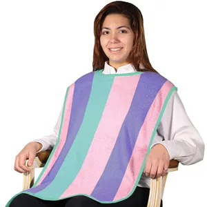 Long Length Adult Bibs - 3 Pack - Large Clothing Protectors - rainbow stripe bibs