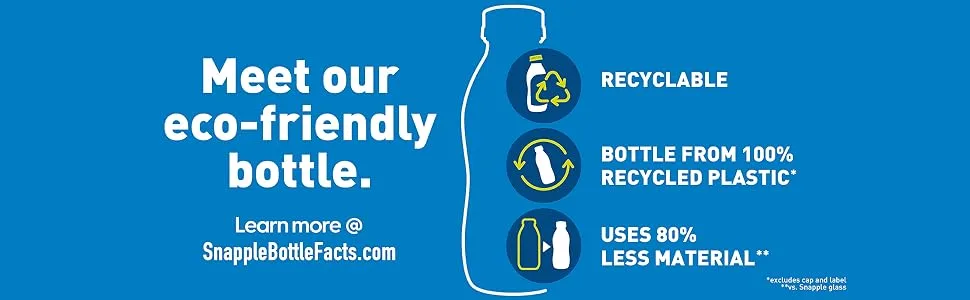 Diet Snapple Raspberry Tea, 16 fl oz recycled plastic bottle, 6 pack - Snapple Recycled Plastic Bottles