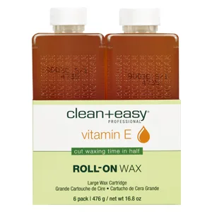 Clean & Easy Vit E Roll-On Wax 6-pack Large Vitamin E, Net Wt. 16.8 oz - Clean+Easy Vitamin E Roll-On Wax Refill, Medium 3-Pack