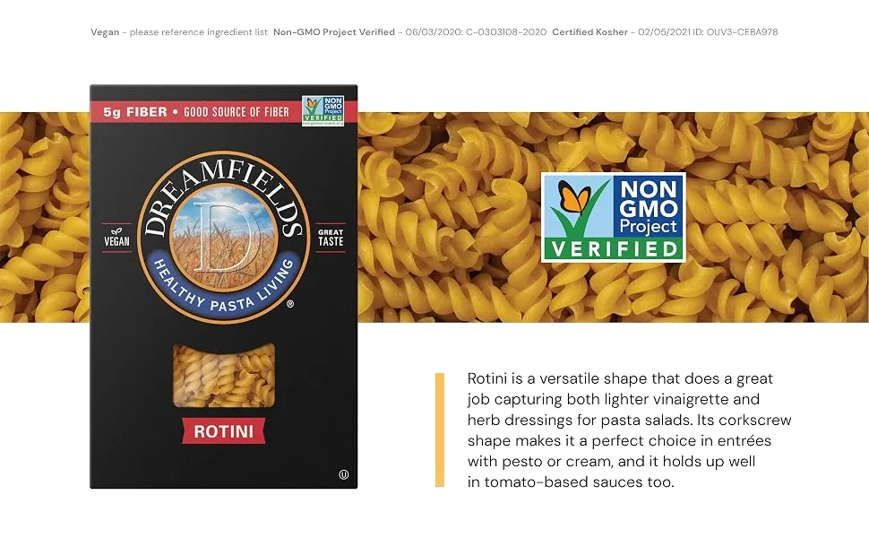 Dreamfields Healthy Pasta Living Rotini, 13.25-Ounce Boxes (Pack of 6) - Dreamfields Rotini Pasta