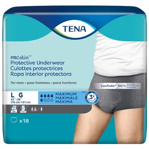 Tena ProSkin Incontinence Underwear for Men, Maximum Absorbency, Small/Medium, 80 ct Medium (Pack of 80) - TENA Maximum Absorbency Protective Incontinence Underwear for Men