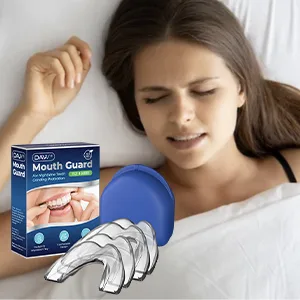 Mouth Guard for Grinding Teeth Upgraded Night Guard for Teeth Grinding, Stops Bruxism, Eliminates Teeth Clenching 2 Sizes, Pack of 4 with Travel Hygiene Case - Grinding Teeth