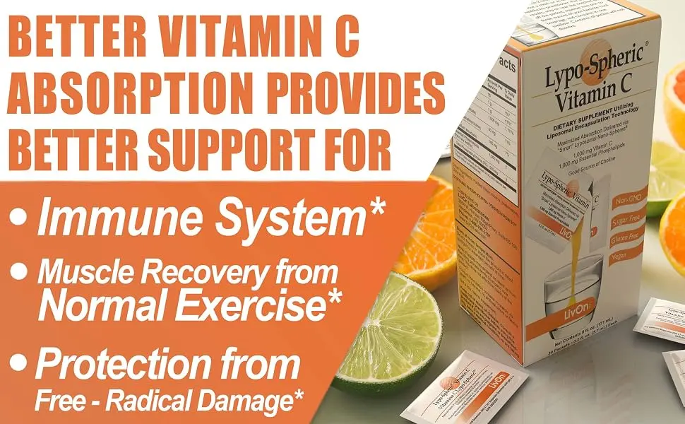 LypoSpheric Vitamin C  2 Cartons (60 Packets)  1,000 mg Vitamin C & 1,000 mg Essential Phospholipids Per Packet  Liposome Encapsulated for Improved Absorption  100% NonGMO - product information 6