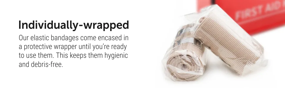 Premium Elastic Bandage Wrap - 4 Pack + 12 Extra Clips - Durable Compression Bandage (2X - 3 inch, 2X - 4 inch Rolls) Stretches up to 15ft in Length - compression bandage elastic bandage wrap compression wrap ankle wrap for sprain compression tape
