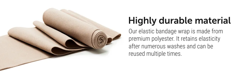 Premium Elastic Bandage Wrap - 8 Pack + 24 Extra Clips - Durable Compression Bandage (4X - 3 inch, 4X - 4 inch Rolls) Stretches up to 15ft in Length - compression bandage elastic bandage wrap compression wrap ankle wrap for sprain compression tape