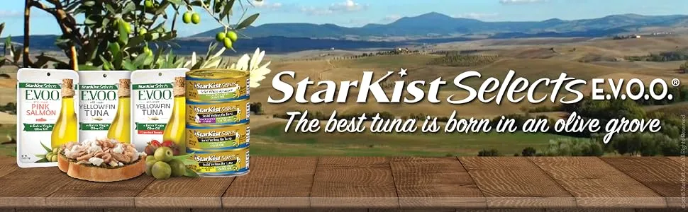 StarKist E.V.O.O. Solid Yellowfin Tuna in Extra Virgin Olive Oil - 4.5 oz Can (Pack of 4) - starkist selects evoo the best tuna is born in an olive grove