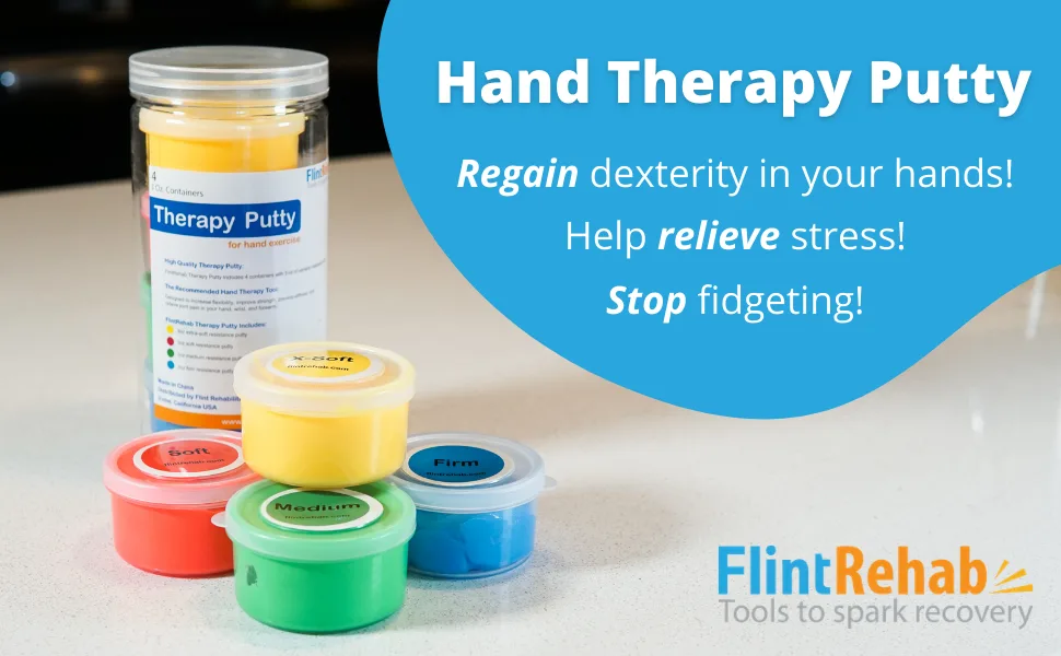 FlintRehab Premium Quality Therapy Putty (4 Pack, 3-oz Each) for Hand Exercise Rehab. Fidgeting, and Stress Relief - hand therapy putty