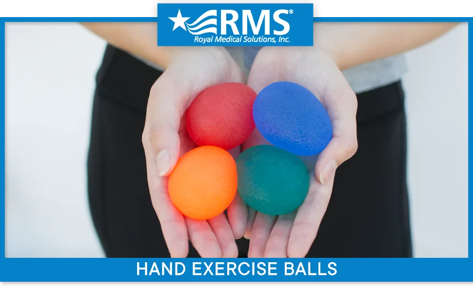 RMS 4-Pack Hand Exercise Balls - Physical & Occupational Therapy Kit for Strengthening Grip & Reducing Stiffness - Arthritis Pain Relief Exerciser for Rehabilitation, Fidget, Stress Relief - Hand Exercise Balls egg shaped for stress relief different resistance levels for physical therapy