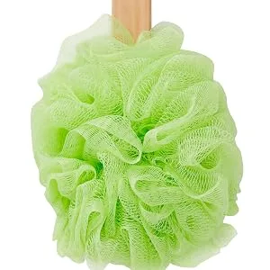 4 Pack Long Handled Loofah for Shower, Exfoliating Body Brush on a Stick, Back Scrubber in 4 Colors (16 in) - Loofah
