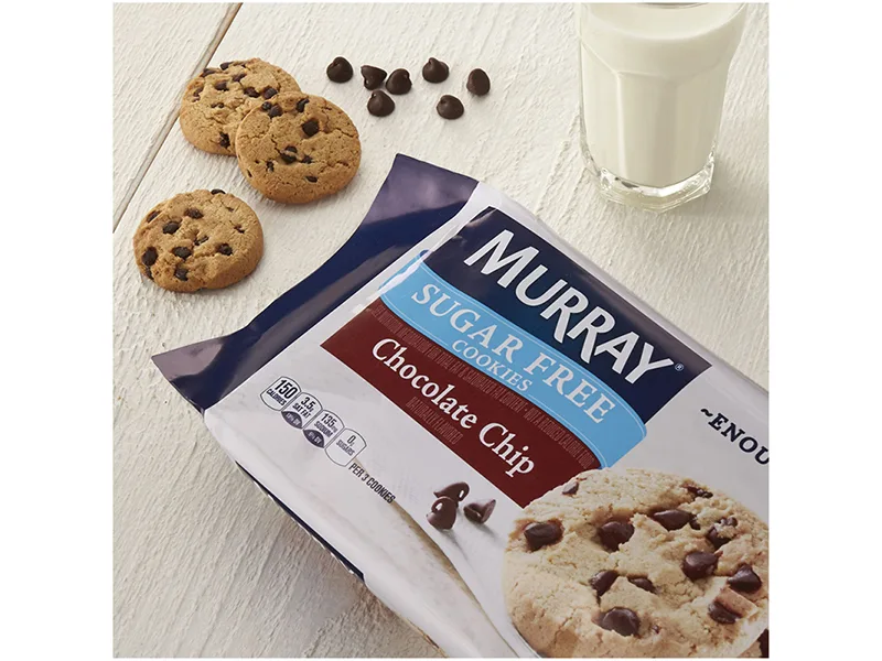 Murray Sugar Free Cookies, Chocolate Chip with Pecans, 8.8 Oz, Pack of 12 Chocolate Chip with Pecans 8.8 Ounce (Pack of 12) - Murray chocolate chip cookies and milk