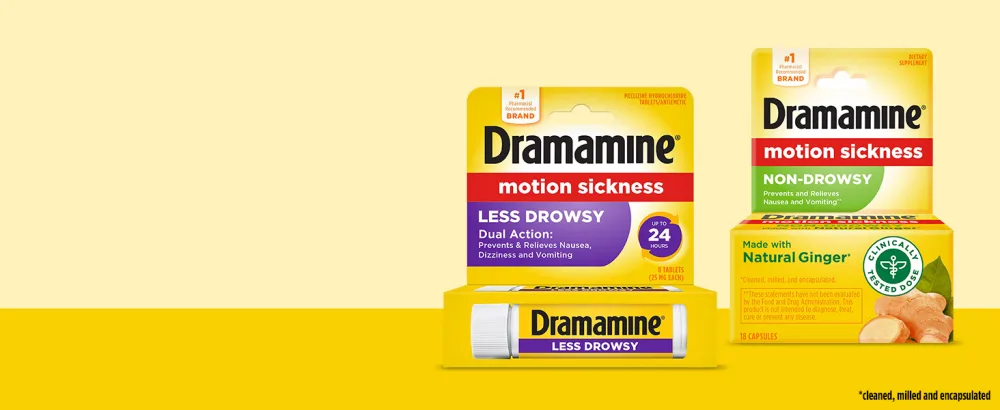 Dramamine All Day Less Drowsy Motion Sickness Relief | 8 tablets | pack of 3 |Packaging may vary - Dramamine All day Less Drowsy and Non-drowsy Motion Sickness