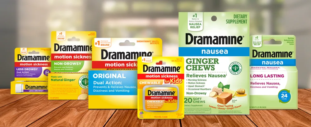 Dramamine All Day Less Drowsy Motion Sickness Relief | 8 tablets | pack of 3 |Packaging may vary - Dramamine motion sickness products, for kids, original, non-drowsy, less drowsy, chewable
