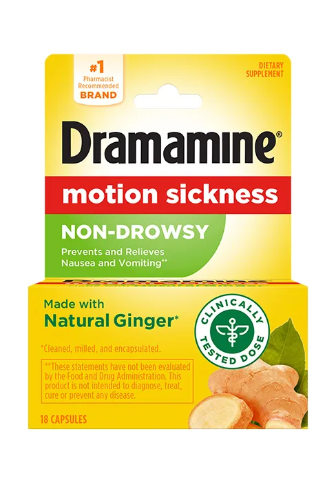 Dramamine All Day Less Drowsy Motion Sickness Relief | 8 tablets | pack of 3 |Packaging may vary - Dramamine motion sickness relief natural ginger