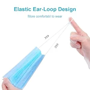 Comix Disposable Face-Masks with 3-Layer Adult Masks, L707 Pack of 100 Blue - Elastics earloop-