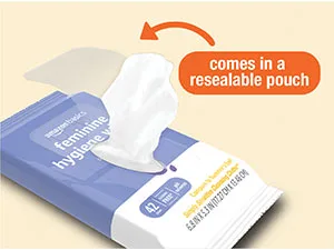 Amazon Basics Feminine Hygiene Wipes, Alcohol Free, pH Balanced, Fresh Scent, 4 Packs, 42 Wipes per Pack (168 Wipes Total) - Feminine,Hygiene,Refreshing,Gentle,On the go,cleansing,Dermatologist,Gynecologist,Fragrance-free