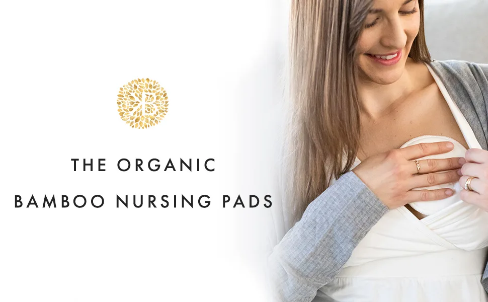 Organic Washable Breast Pads 10 Pack | Reusable Nursing Pads for Breastfeeding with Carry Bag Regular 10-Count Beige Multicolored - Main_Lifestyle_Image_Bamboo_Nursing_pad