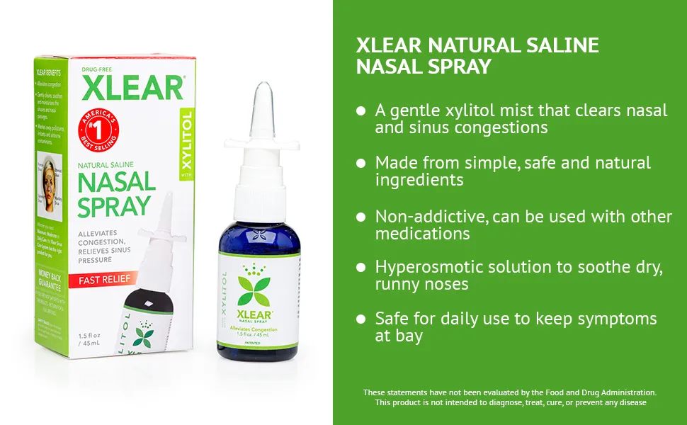 Xlear Natural Saline Nasal Spray with Xylitol, 1.5 fl oz (Pack of 3) 1.5 Fl Oz (Pack of 3) Standard Packaging - sinus irrigation system neilmed sinus rinse bottle