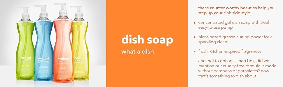 Method Dish Soap , Sea minerals, 18 Ounces, 6 pack, Packaging May Vary Sea Minerals 18 Fl Oz (Pack of 6) - dish soap, dishes, wash dishes