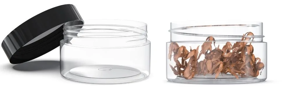 2oz Plastic Container with Lids 50 Pack Bulk Clear 2 oz Container with lids Refillable Sugar Scrub small 4 ounce Oz Plastic Containers 4oz Jars with Lids for Cosmetics, Lotions, Body Butters, Slime - 4oz Jars with seal cap