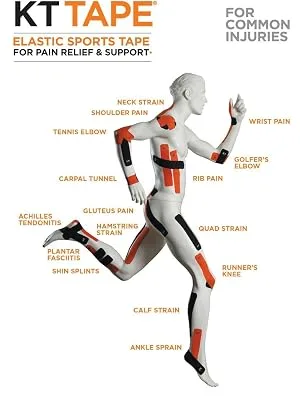KT Tape Original Cotton Elastic Kinesiology Therapeutic Athletic Tape, 20 Pack, 10 Cut Strips Black - Precut - KT Tape