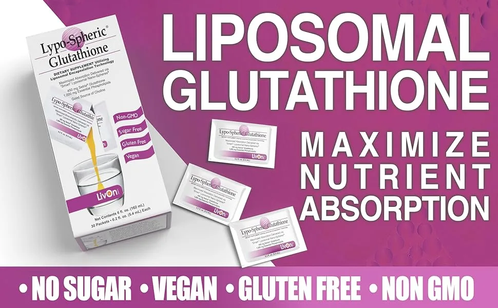 LypoSpheric Glutathione - 30 Packets  450 mg Glutathione Per Packet  Liposome Encapsulated for Improved Absorption  Professionally Formulated, 100% NonGMO - product information 4
